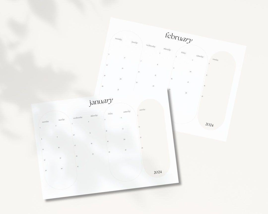 Printable Calendar 2024 Monthly Planner 2024 A4 & Letter - Etsy