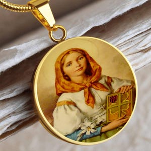 Gold Necklace Religious Necklace Saint Medal Saint Necklace Religious Jewelry Religious Gift Saint Dymphna