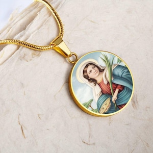 Gold Necklace Religious Necklace Saint Medal Saint Necklace Religious Jewelry Religious Gift Saint Lucy