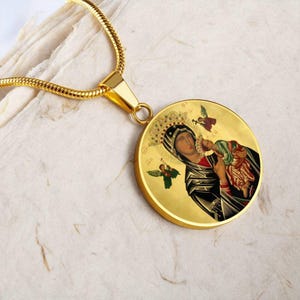 Gold Necklace Religious Necklace Saint Medal Saint Necklace Religious Jewelry Religious Gift Our Lady Of Perpetual Help