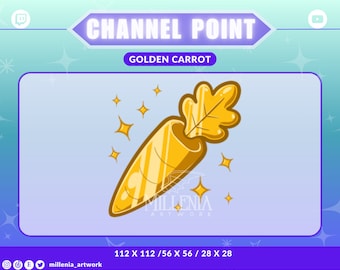 Icono/emoticón de punto de canal de zanahoria dorada: Twitch, Youtube, Discord