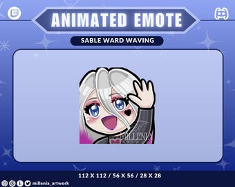 Cute Animated Sable Ward Emote Waving - Twitch, Discord, Youtube