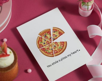 Funny Valentines Day Pizza Greeting Card, Anniversary Card, Gift for Boyfriend / Girlfriend, Funny Pizza Card