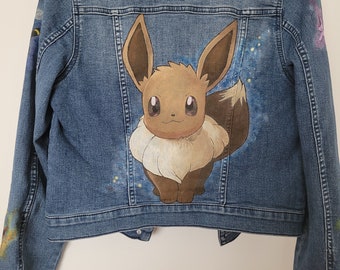 Veste en jean, peinte à la main sur commande