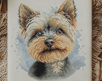 Yorkshire Terrier Cross Stitch Pattern | Realistic Yorkie Dog Portrait Embroidery (PDF and SAGA Download)
