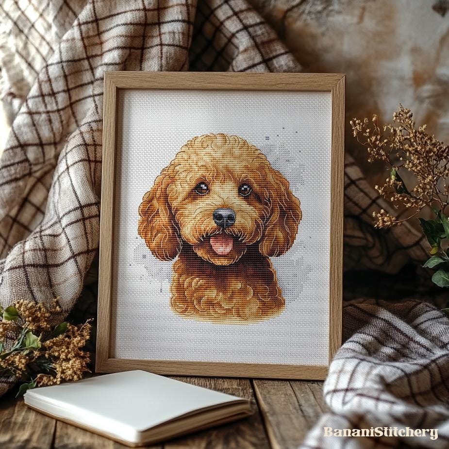 Red Toy Poodle Cross Stitch Pattern Apricot Miniature Poodle