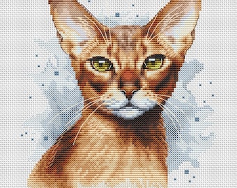 Abyssinian Cat Cross Stitch Pattern: Watercolor Shorthair Orange