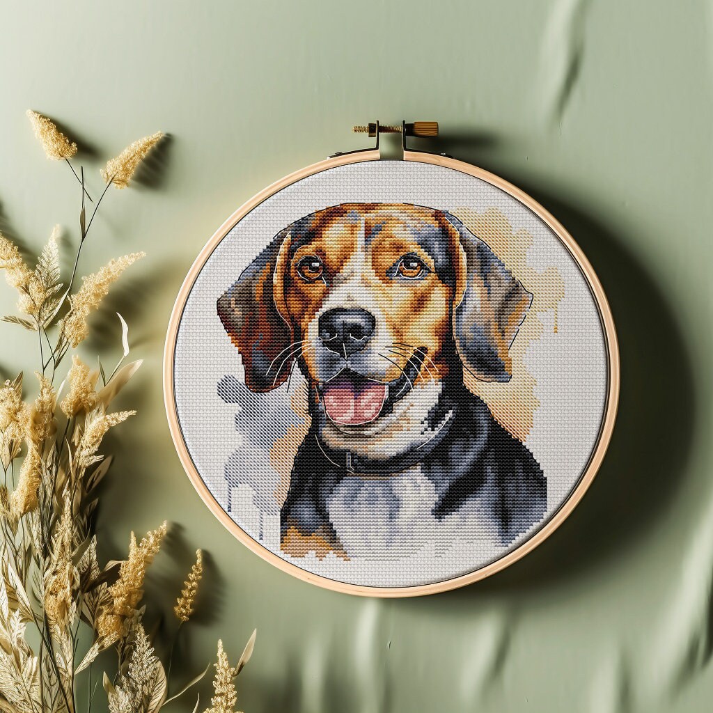 Beagle Portrait Cross Stitch Pattern Watercolor Beagle Dog PDF Chart ...