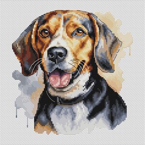 Beagle Portrait Cross Stitch Pattern Watercolor Beagle Dog PDF Chart ...
