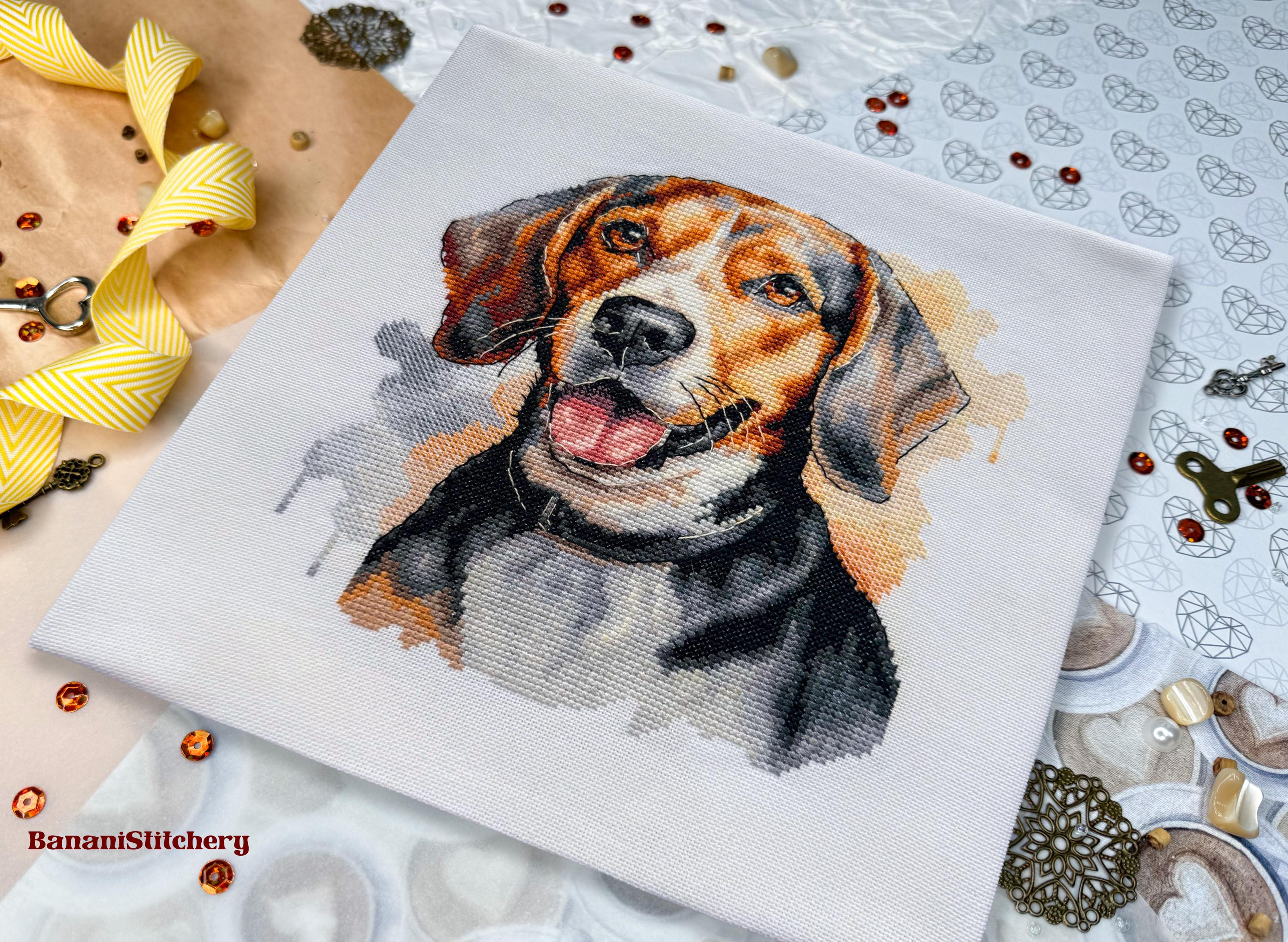 Beagle Portrait Cross Stitch Pattern Watercolor Beagle Dog PDF Chart ...