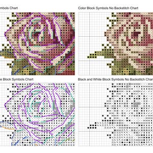 Vintage Roses Cross Stitch Pattern Pink and Red Roses Postcard PDF ...