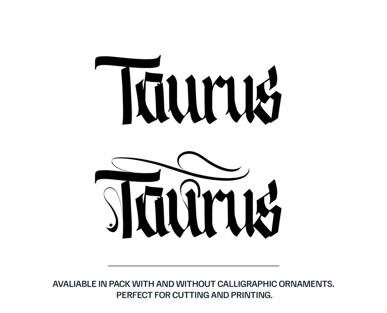 Taurus Lettering Taurus Zodiac Vector SVG Horoscope Handwriting Unique Calligraphy ...