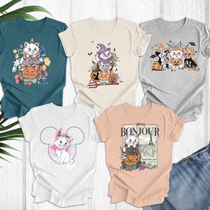 Camiseta de la Duquesa de Los Aristogatos, camiseta de Halloween de Disney de Marie Toulouse Berlioz de Los Aristogatos, camiseta divertida de calabaza, para amantes de los gatos en Halloween.