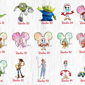 May include: A set of 15 digital designs featuring characters from the Toy Story and Disney movies. The designs include Woody, Buzz Lightyear, Jessie, Forky, Rex, Mr. and Mrs. Potato Head, and more. The designs are perfect for creating personalized crafts, gifts, and home decor.