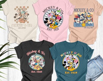 Retro Mickey & Co 1928  Shirt, Disneyland Tee, Disneyworld Shirt, Mickey And Friends Family Shirt, Disney Gift