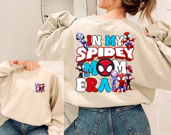 Sudadera de la era de Spidey: papá, hermana, hermano y mamá; sudadera de Disney Spidey Hero Mama; sudadera de Spider Mom; sudadera divertida para madres.