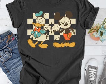 Checkered Donald And Mickey Toddler T-Shirt, Disney Friends Shirt, Mickey Mouse And Donald Duck Kids Shirt, Best Friends Shirt