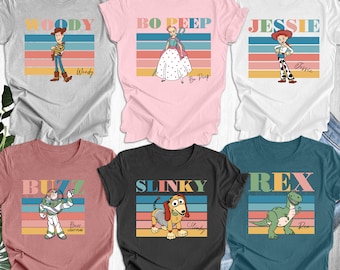 Disney Toy Story Family Trip Shirt, Vintage Toy Story Jessie, Woody, Rex, Slinky, Buzz, Bo Peep Shirt, Toy Story Character Shirt, Disney Tee