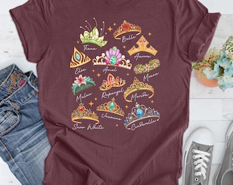 Disney Princess Crown Shirt Disneyworld Shirt Cinderella Belle Rapunzel Ariel Snow White Disney Girl Trip Shirt