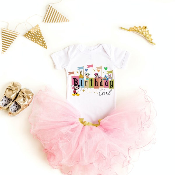 1st Birthday Girl Outfit, Disney Birthday Boy, Girl, Birthday Squad Disney Characters, Disney Clothing For Toddlers