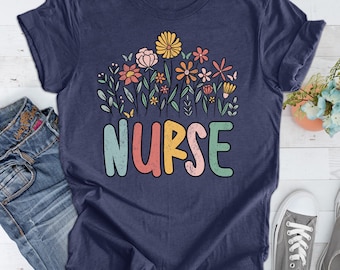 Floral Nurse Shirt, New Nurse Gift, Nurse Appreciation, Nurse Student Tee, Registered Nurse Shirt Nursing School Tee, Floral Nurse T-shirt