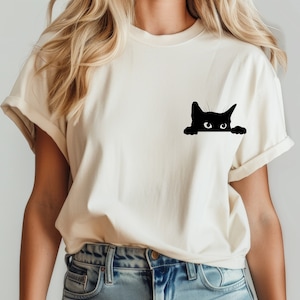 Funny Cat Shirt, Cute Cat Shirt ,Black Cat Shirt, Cat Peeking Shirt ,Women&#39;s Funny Shirt ,Gift for Cats Lover ,Cat Mom Sweatshirt