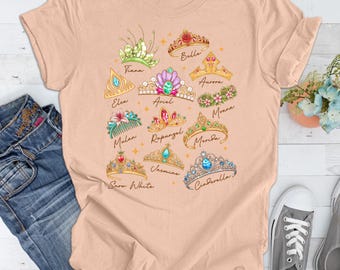 Disney Princess Crown Shirt Disneyworld Shirt Cinderella Belle Rapunzel Ariel Snow White Disney Girl Trip Shirt
