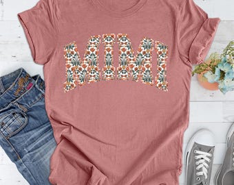Vintage Floral Mimi shirt,Wildflower Mimi TShirt, Woman Shirts, gift for mother's day, Cottagecore Mimi Tee, Gift for her