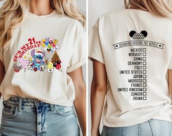 Its My 21th Birthday Stitch Epcot Shirt, Drinking Around the World 21th Birthday Shirt, Stitch  Birthday Tee, Epcot Birthday Shirt