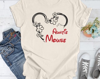 Floral Disney Auntie Mouse  Shirt Tank top ,Mama Mini Mouse Mommy And Me Shirt, Floral  Mommy And Me, Magic Kingdom Outfit ,Minnie Mouse Tee