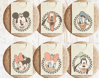 Retro Mickey and Friends Shirt, Retro Disney Trip Shirt, Checkered Mickey Shirt, Retro Mickey Shirt, Disney Family Vacation, Custom Disney