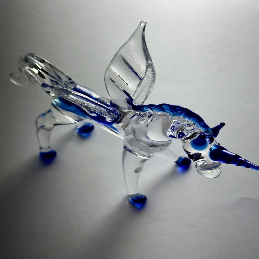 Art Glass Unicorn Figurine, Murano Glass Fantastic Animals, Cute Unicorn Sculpture, Art Glass