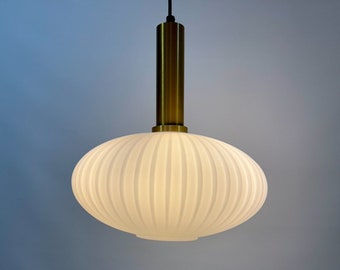 Pendant Light, Modern Pendant Light, Ribbed Glass Pendant, Contemporary Pendant, White Glass Pendant, Ceiling Light Pendant