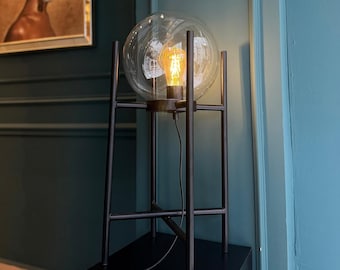 Modern Floor Lamp, Black Floor Lamp, Unique Floor Lamp, Glass Floor Lamp