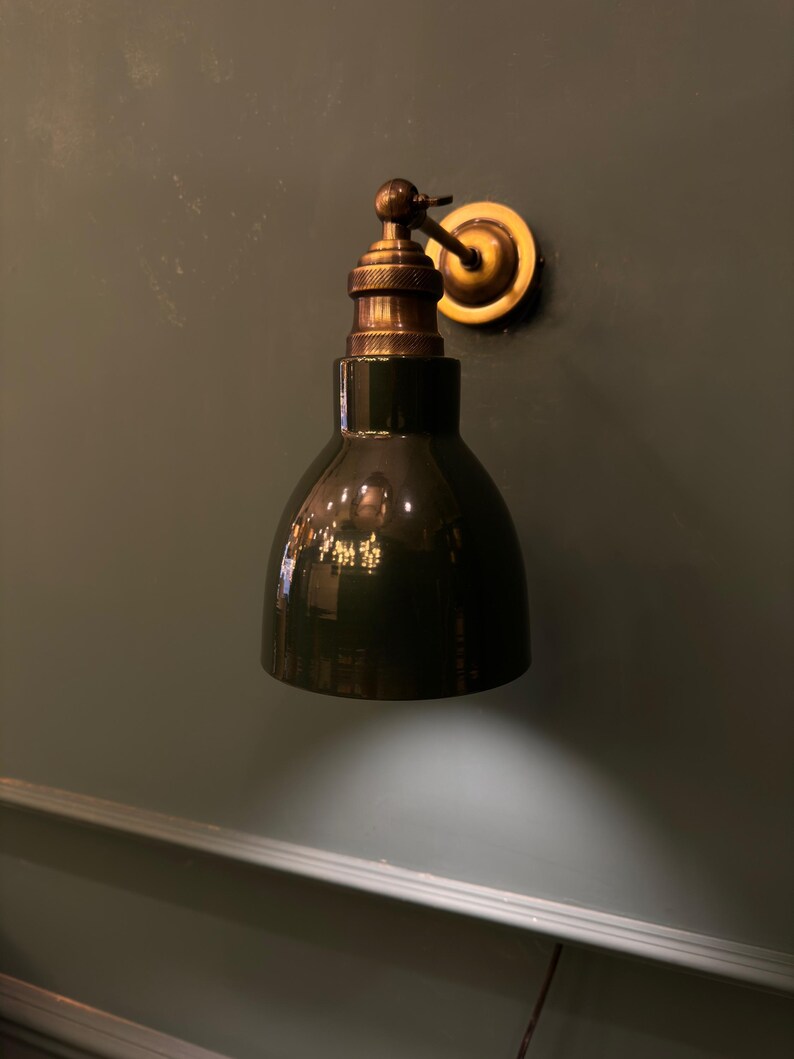 Dark Green Wall Light, Vintage Wall Sconce, Bedroom Wall Sconce, Mid ...