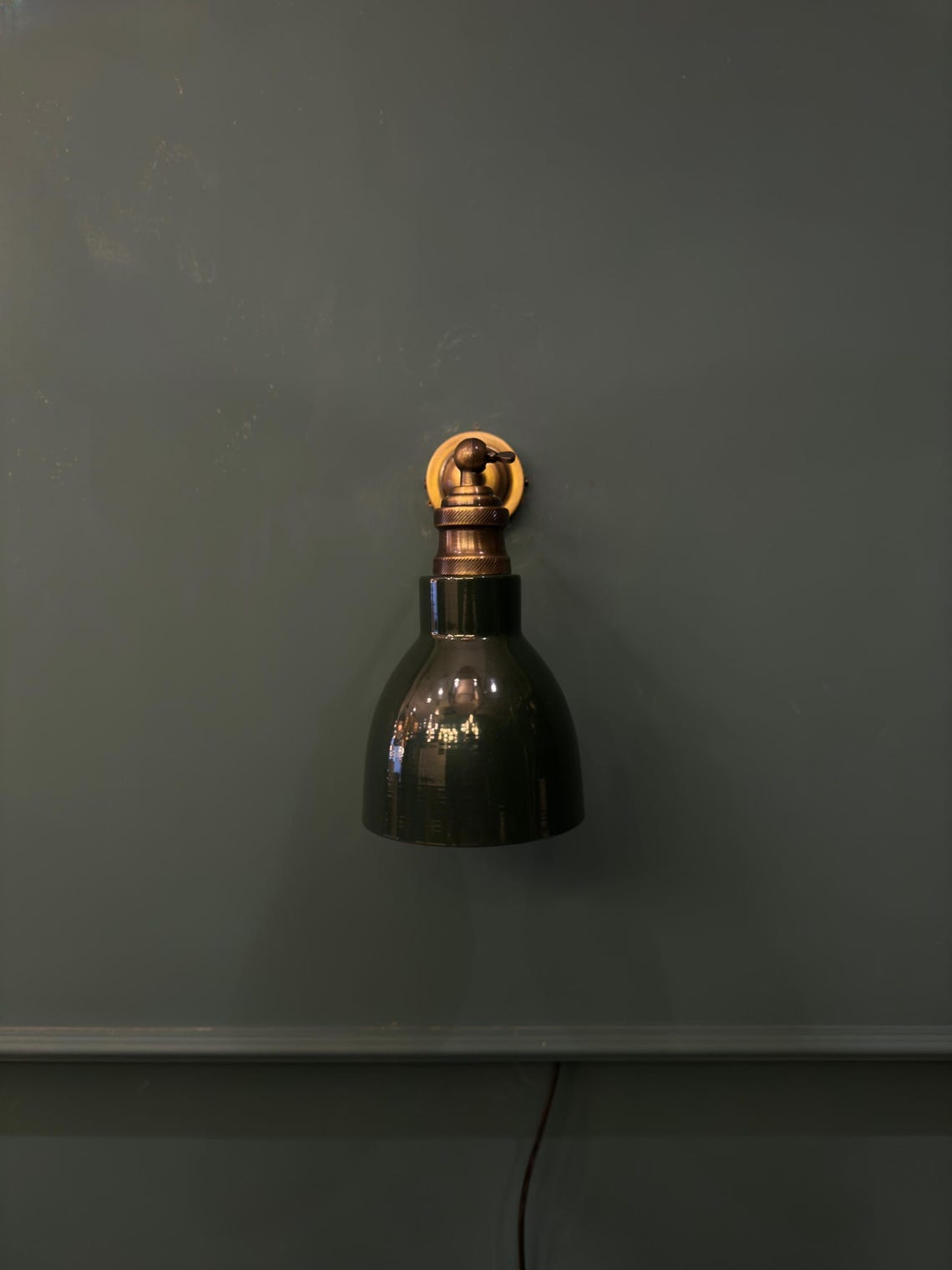 Dark Green Wall Light, Vintage Wall Sconce, Bedroom Wall Sconce, Mid ...