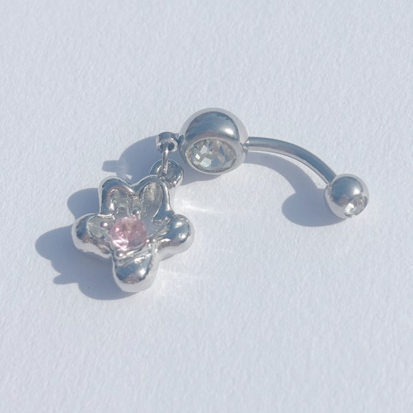 Pendentif en argent étoile, strass, nombril, acier chirurgical, pendant, ventre, bar, piercing, festival rave, cristal, bijoux, cadeau, idée 316L