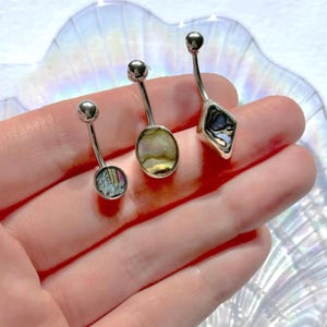 Silver Dangle Belly Ring: Stainless Steel Navel Piercing (1.6mm 8mm)