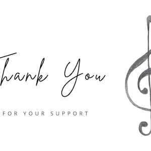 Tarjetas de agradecimiento por la música digital, tarjeta de apoyo a la música clásica, regalo de agradecimiento por recital, regalo para músico, regalo para pianista, amante de la música, recital de agradecimiento