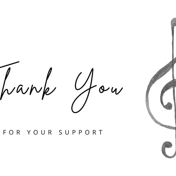 Music thank you cards classical music card support card recital thank you musician gift gift for pianist music lover recital thank you