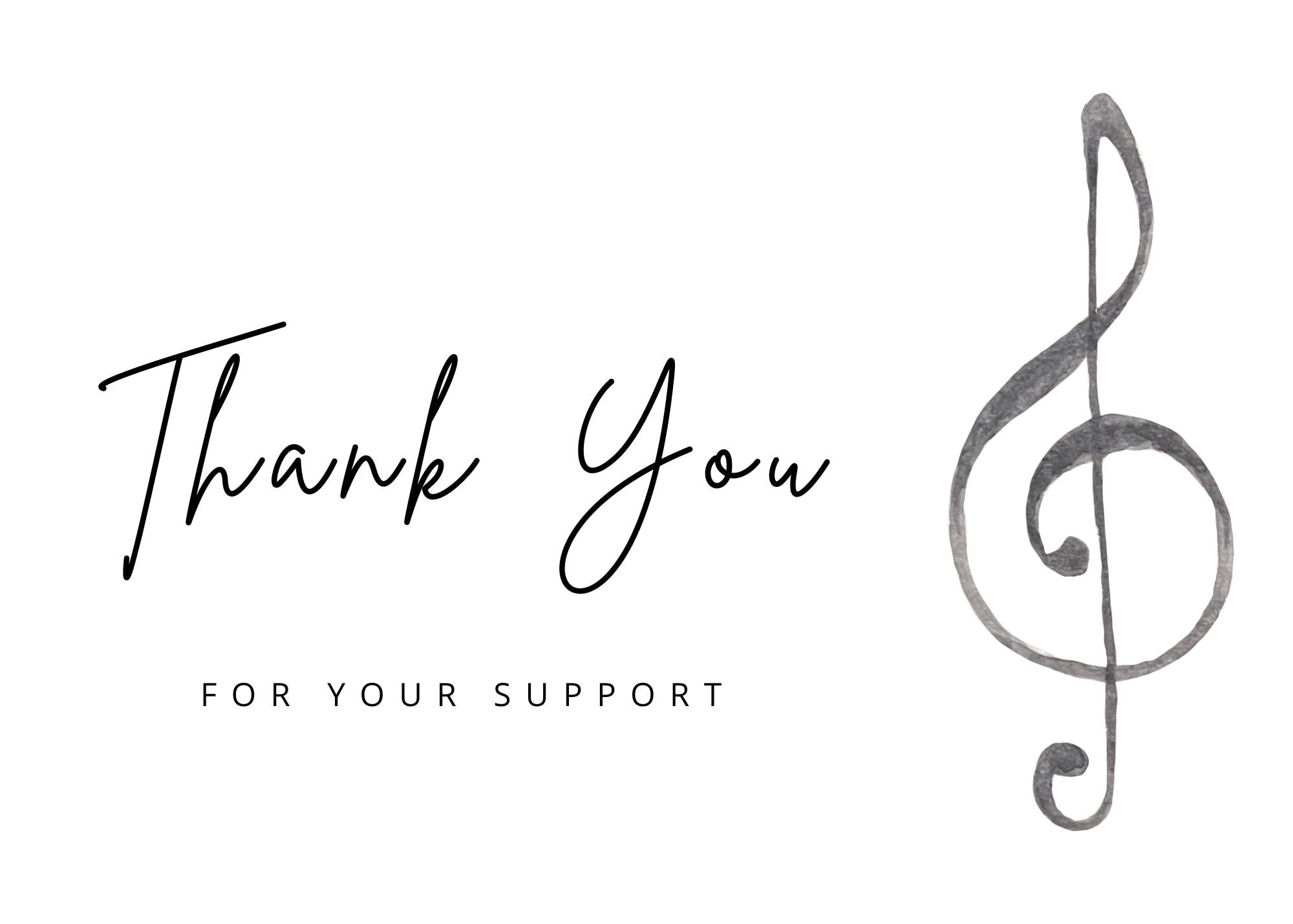 Digital Music Thank You Cards Classical Music Support Card Recital