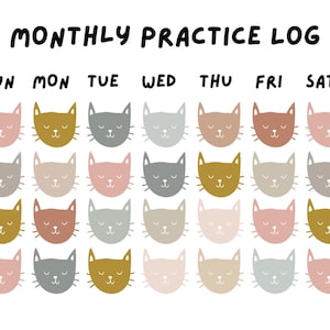 printed weekly practice chart musician log monthly practice music student