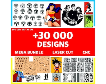 Über +30.000 lasergeschnittene Designs | Lasergeschnitten | Mega-Bundle | SVG CNC-Dateien | SVG-Laserschneiden