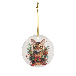 Ceramic Ornament, Elegant Bengal Ornament, Holiday Ornament, Christmas Decoration, Cat Lover