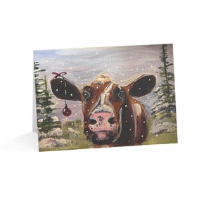 Grußkarten, Weihnachtsfeiertags-Briefpapier, festliches Weihnachtskartenset, frohes Kuh-Designpaket, Massenkarten für Geschenke, Dankesnotizen, fröhlich
