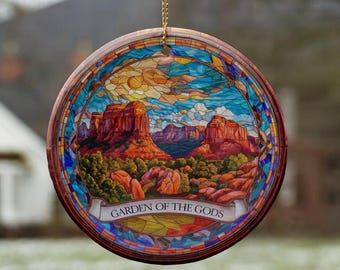 Faux prydnad i målat glas i trädgården av gudarna, souvenir från Colorado Springs Park, julgransdekoration i Denver, julklapp, heminredning
