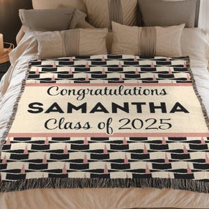 Graduation Blanket 2025 – Custom Name & Tassel Color, Personalized Grad Gift, Senior Blanket, College or High School Graduation Throw
