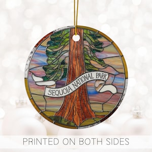 Sequoia National Park Christmas Ornament, Ceramic National Park Christmas Ornament, California Holiday Decor, Gift for Tree Hugger
