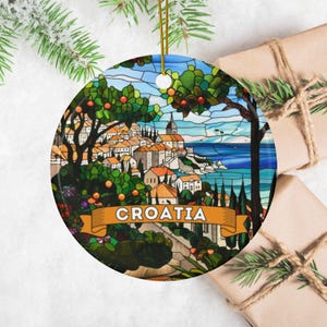 Dubrovnik Croatia Ornament, Croatian Ceramic Ornament Design, Holiday Decor, Christmas Tree Bauble, Travel Souvenir, European City Landmark
