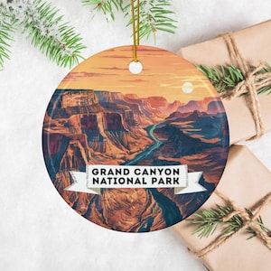 Grand Canyon National Park Ceramic Ornament, Grand Canyon Arizona Souvenir Gift, Faux Stained Glass  National Park Collector Holiday Decor